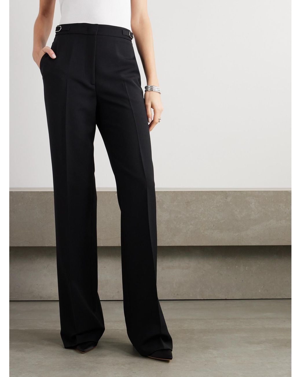 Gabriela Hearst Black Vesta Wool-Crepe Straight-Leg Pants