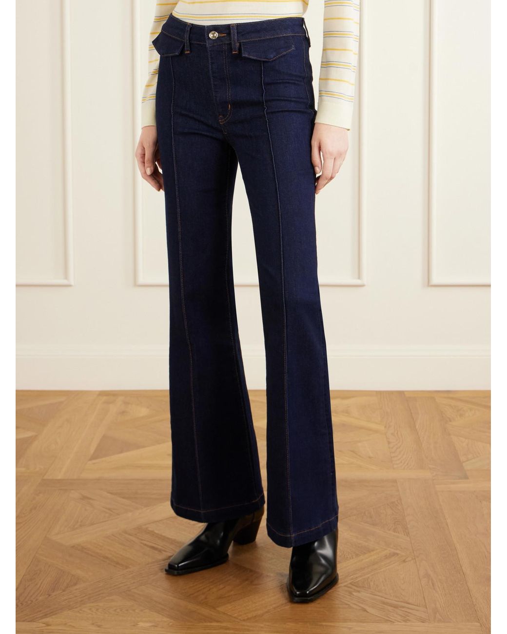 FRAME Blue The Icon Mid-Rise Flared Jeans