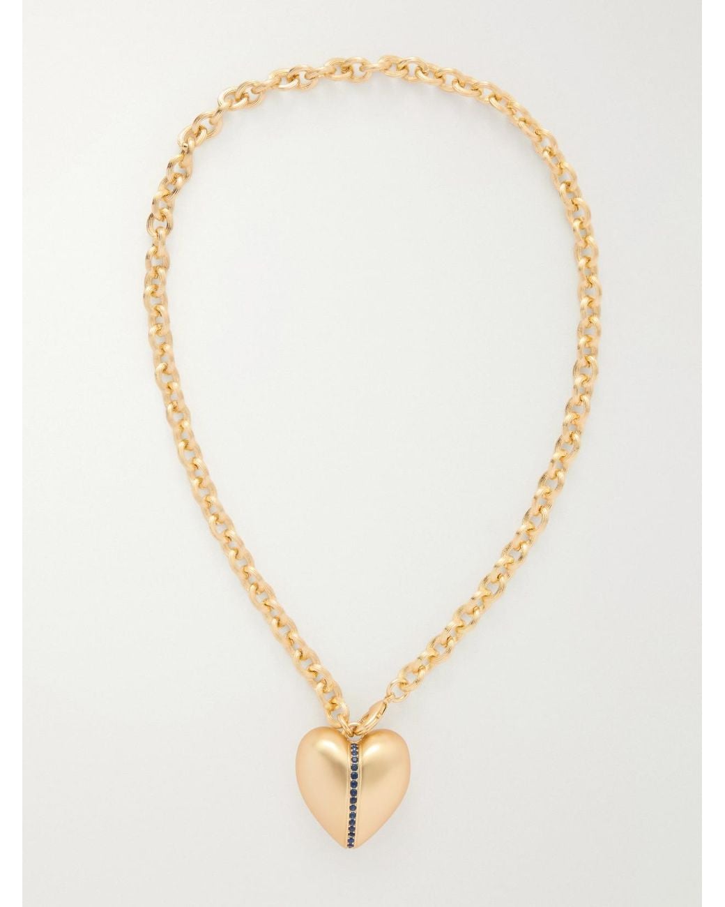 Roxanne Assoulin White The Sapphire Stripe Puffy Heart-Tone And Sapphire Necklace