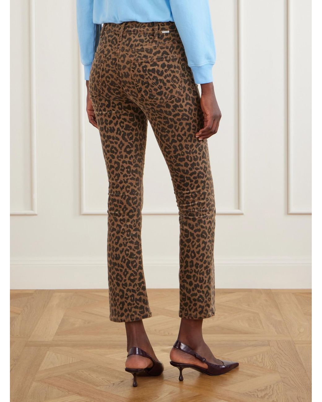 Mother Natural The Hustler Flood Leopard-Print Cotton-Blend Corduroy High-Rise Flared Pants