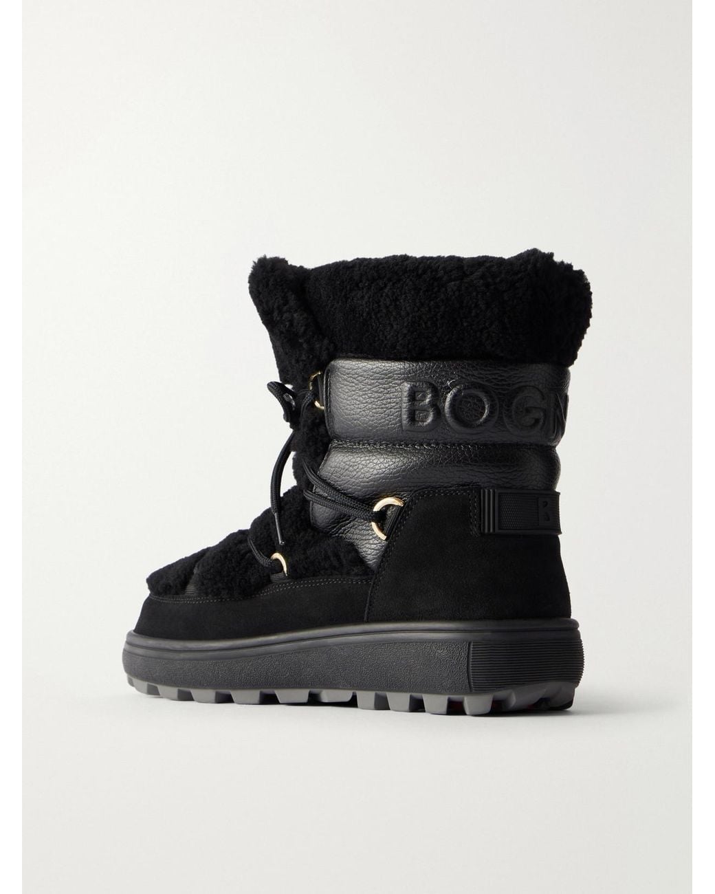 Bogner Black Chamonix S 10 C Leather And Suede-Trimmed Shearling Snow Boots
