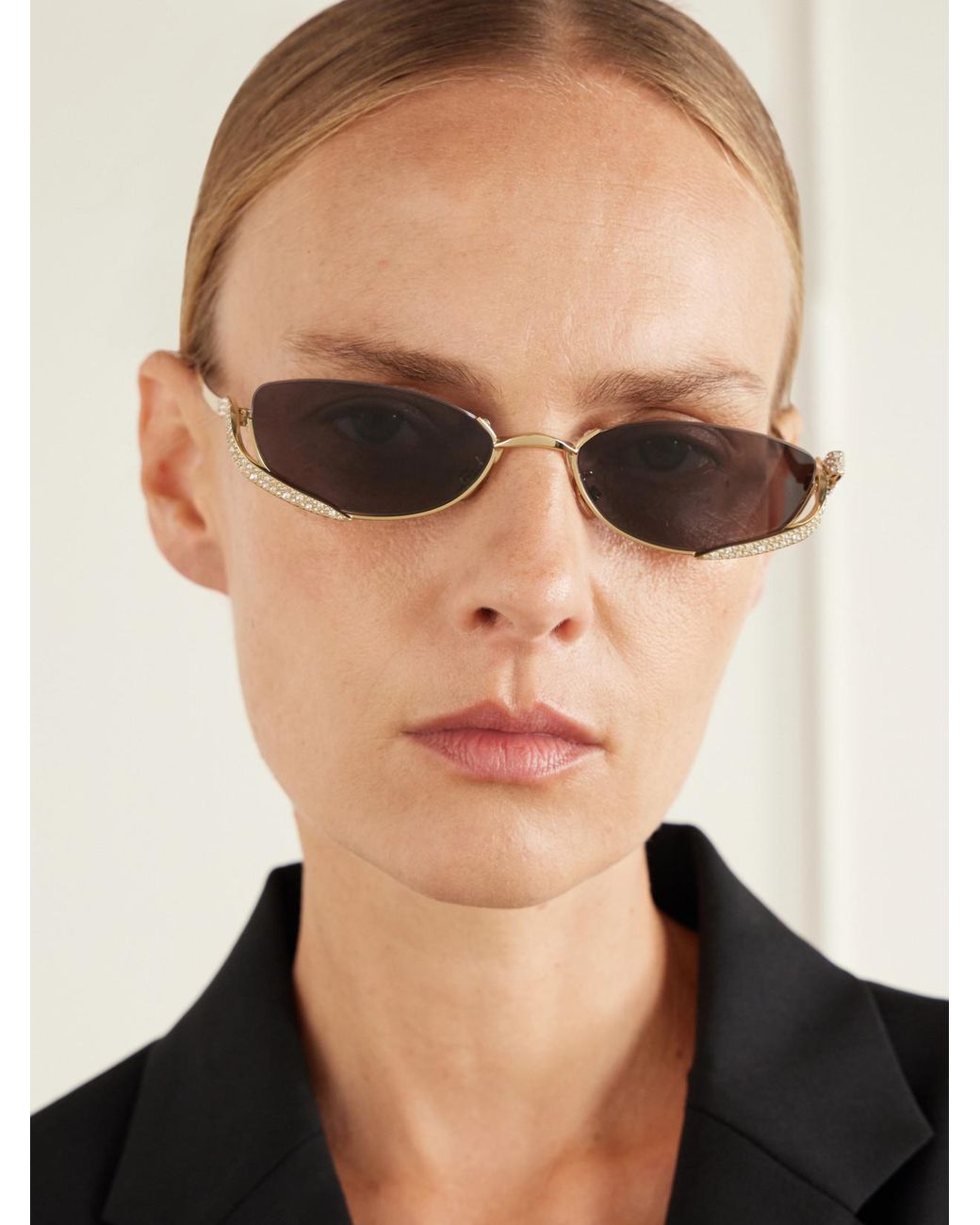 Dior Metallic Dior Bow B1U Embellished Cat-Eye-Tone Sunglasses