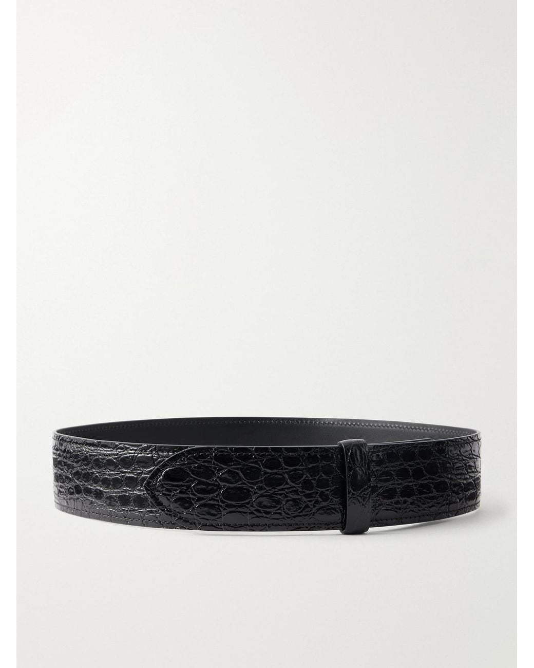 Khaite Black Theo Croc-Effect Leather Belt