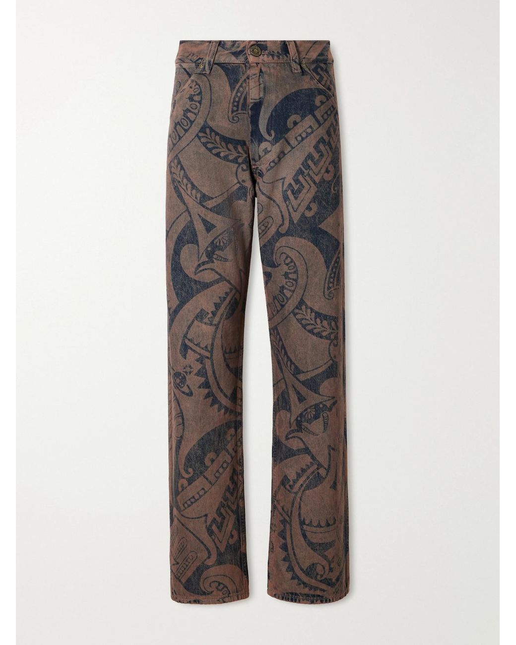 Vivienne Westwood Gray Ranch Printed High-Waisted Straight-Leg Organic Jeans