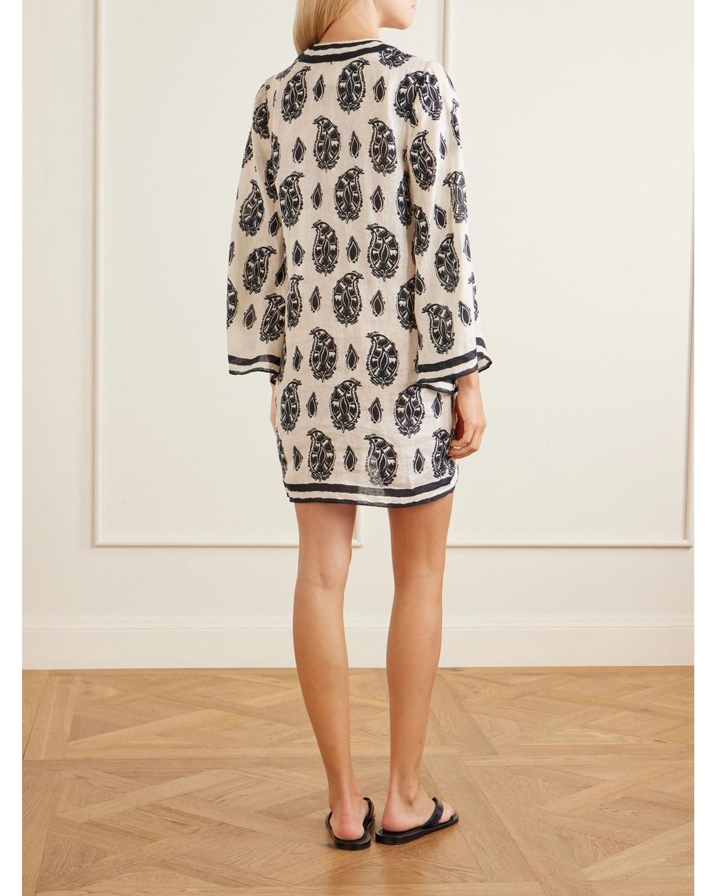 Johanna Ortiz White Caretaker Printed Linen Mini Dress