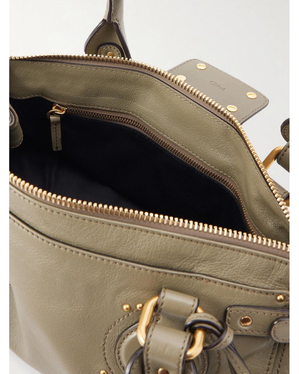 Chloé Natural Paddington Embellished Textured-Leather Tote