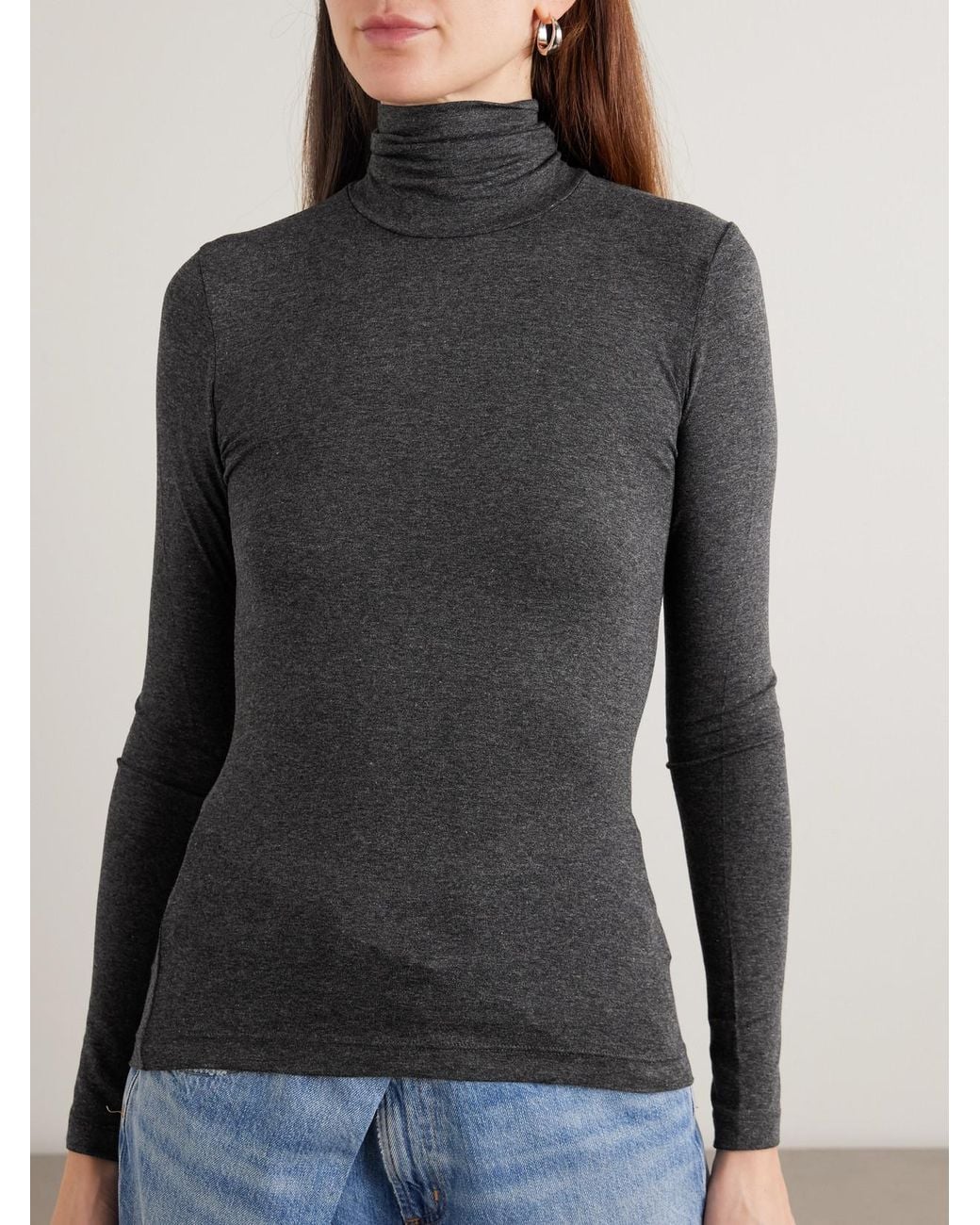 Agolde Black Pascale Stretch-Jersey Turtleneck Top