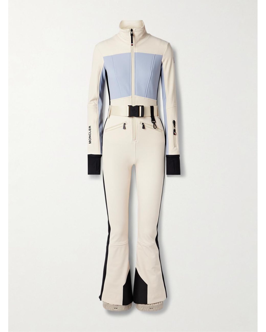 Moncler Natural Belted Color-Block Ski Suit