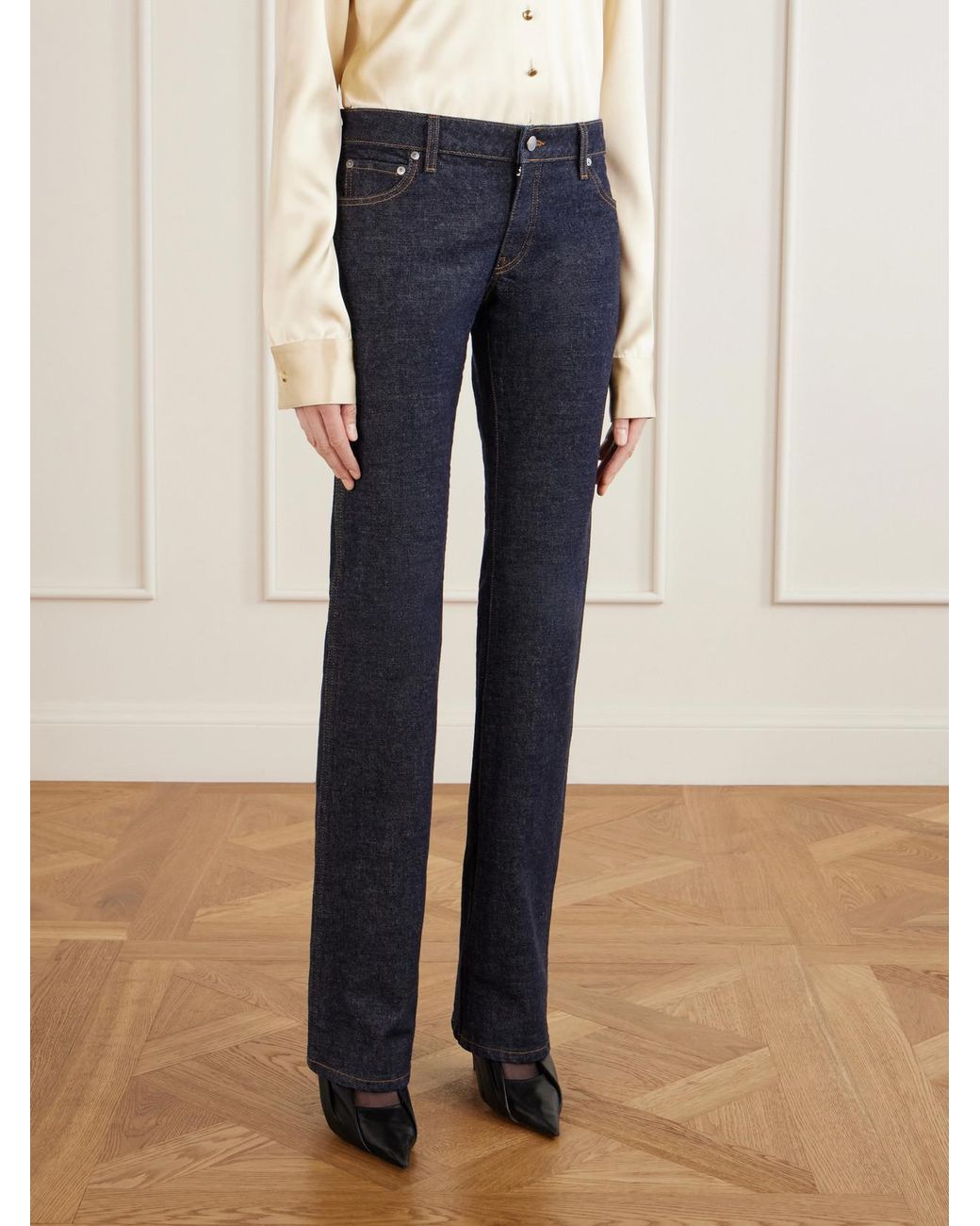 Khaite Blue Conforti Mid-Rise Bootcut Jeans