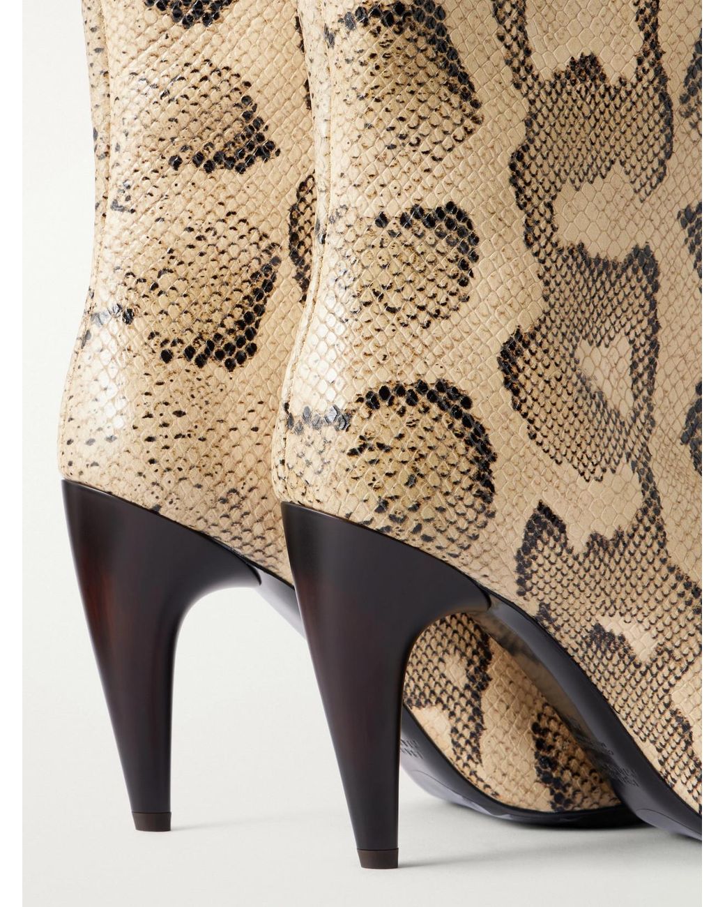 Isabel Marant White Jany 100 Snake-Effect Leather Knee Boots
