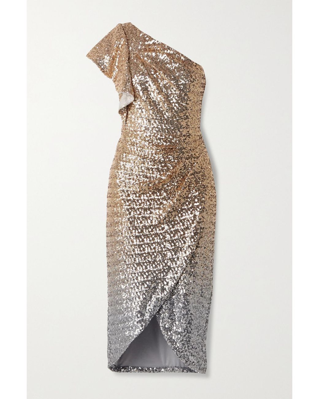 marchesa notte gold artwork sequin gown