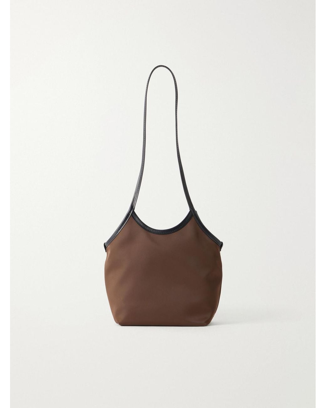 Valesque Natural Cami Leather-Trimmed Satin Shoulder Bag