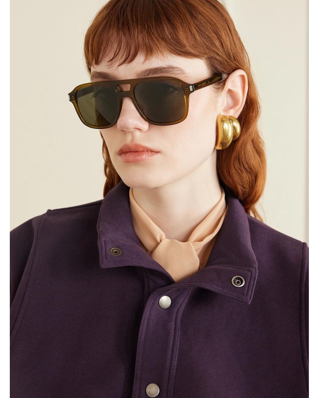 Saint Laurent Brown Aviator-Style Acetate Sunglasses