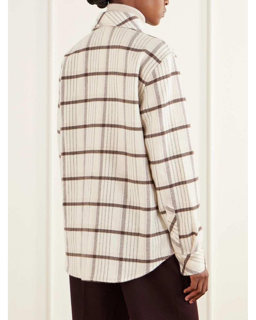 God's True Cashmere Natural Checked Cashmere Shirt