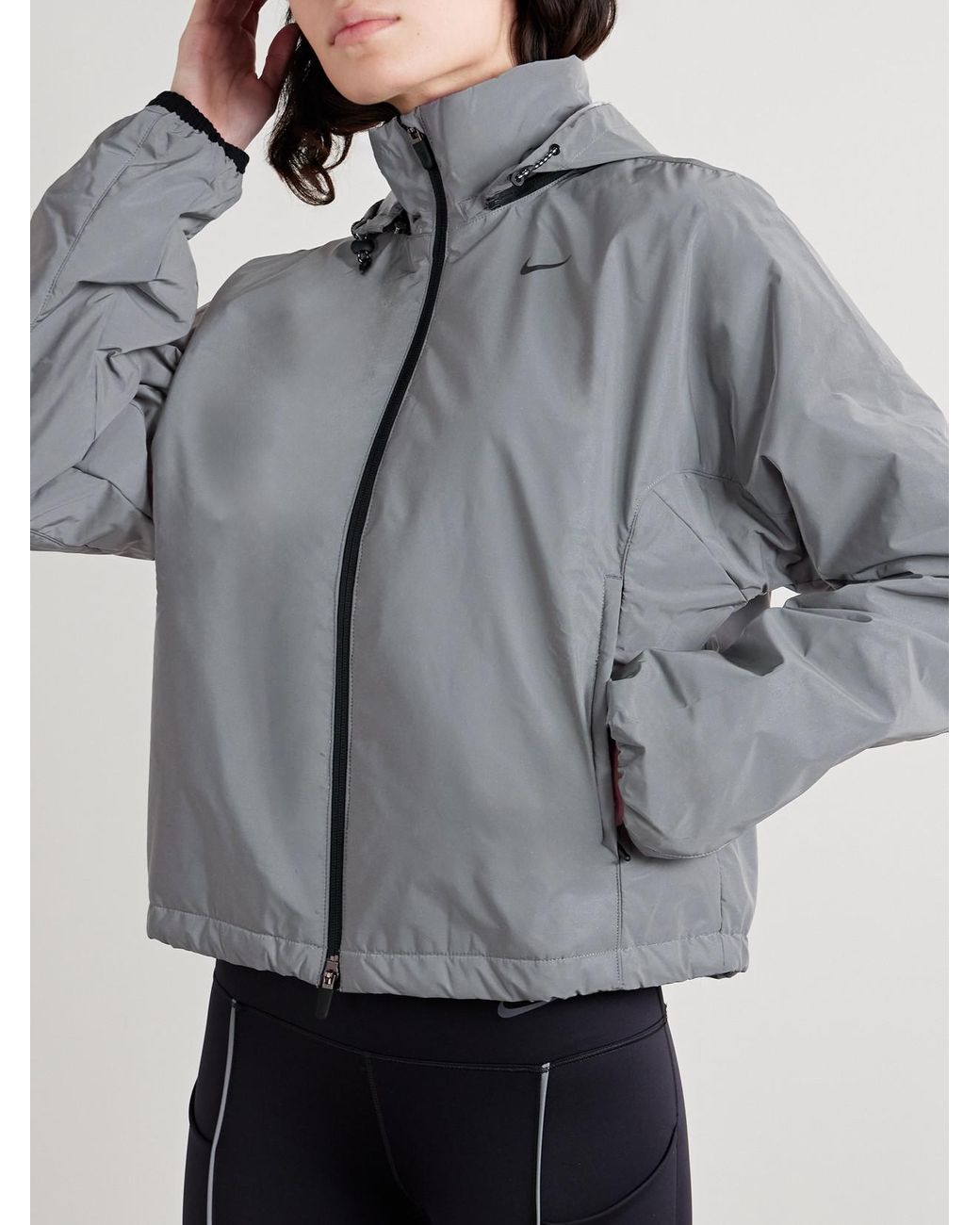nike silver high neck padded jacket
