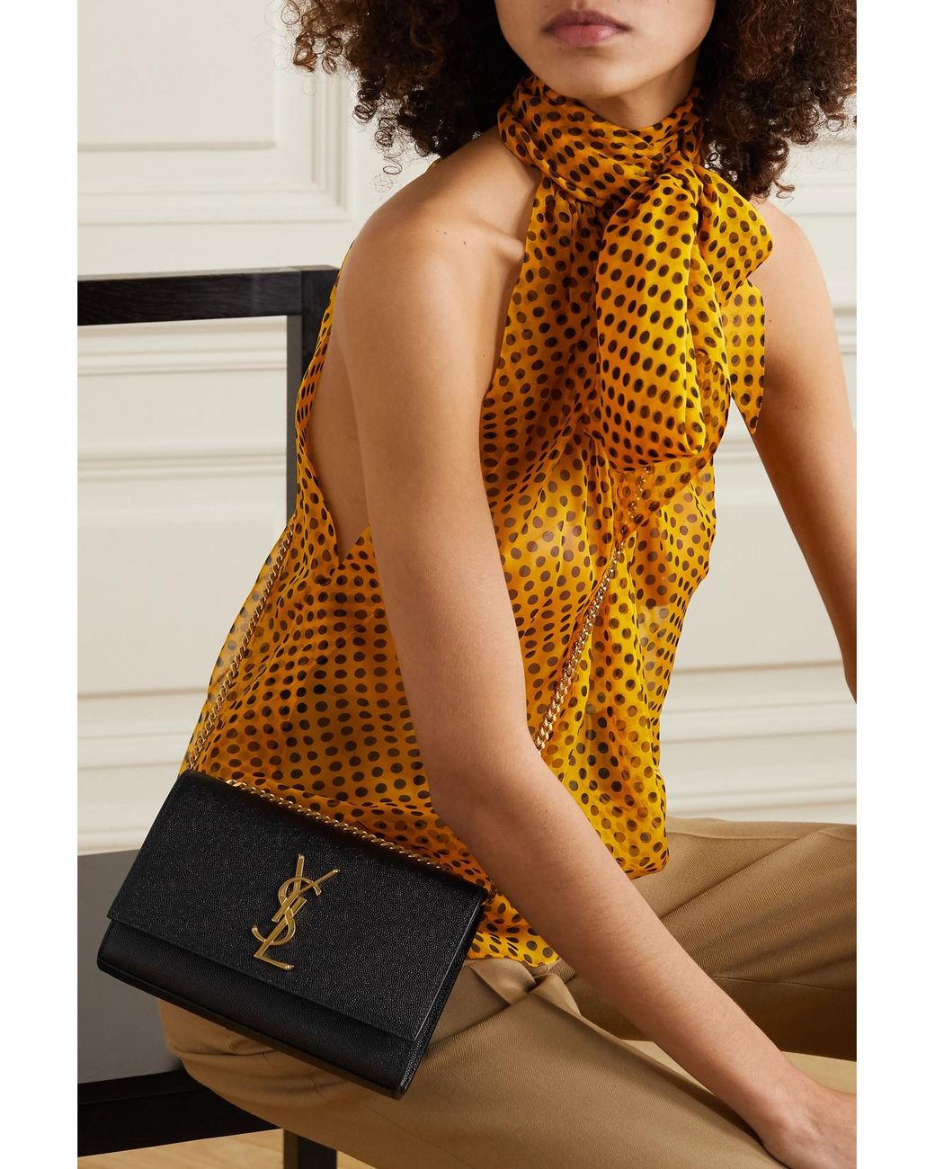 Saint Laurent Black Kate Small Embossed-Leather Shoulder Bag