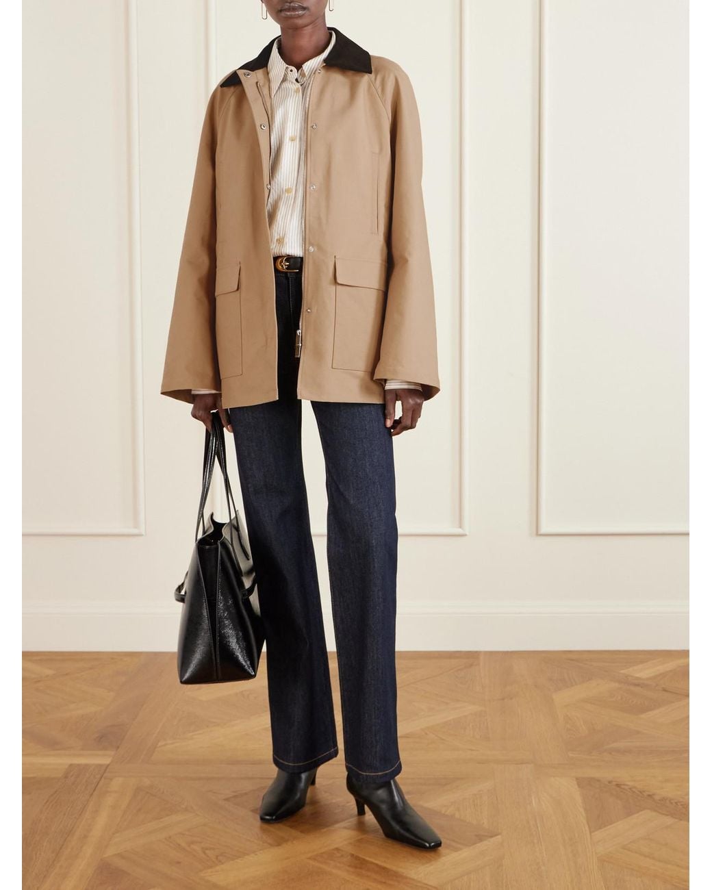 Totême Natural Summer Country Corduroy-Trimmed Coated-Canvas Jacket