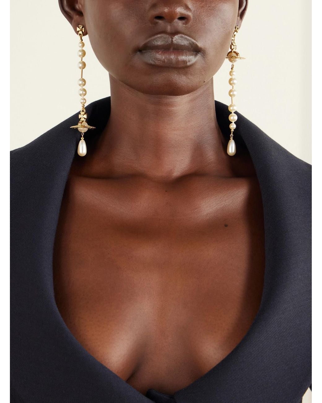 Vivienne Westwood White Broken Pearl-Tone Earrings