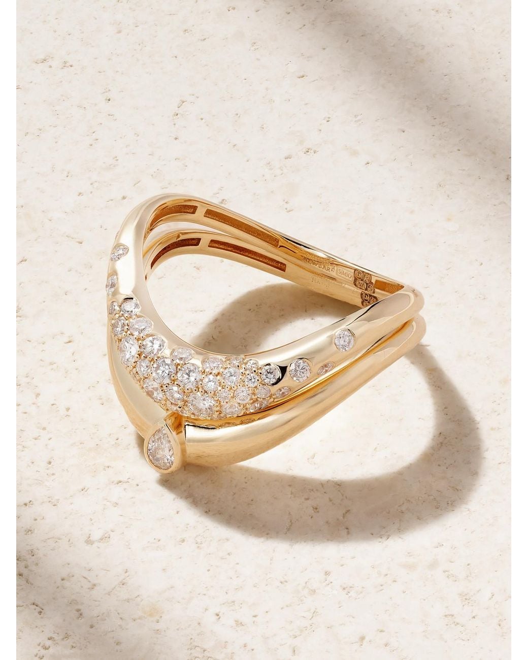 L'Atelier Nawbar Natural Boa Stackable Set Of Two 18-Karat Diamond Rings