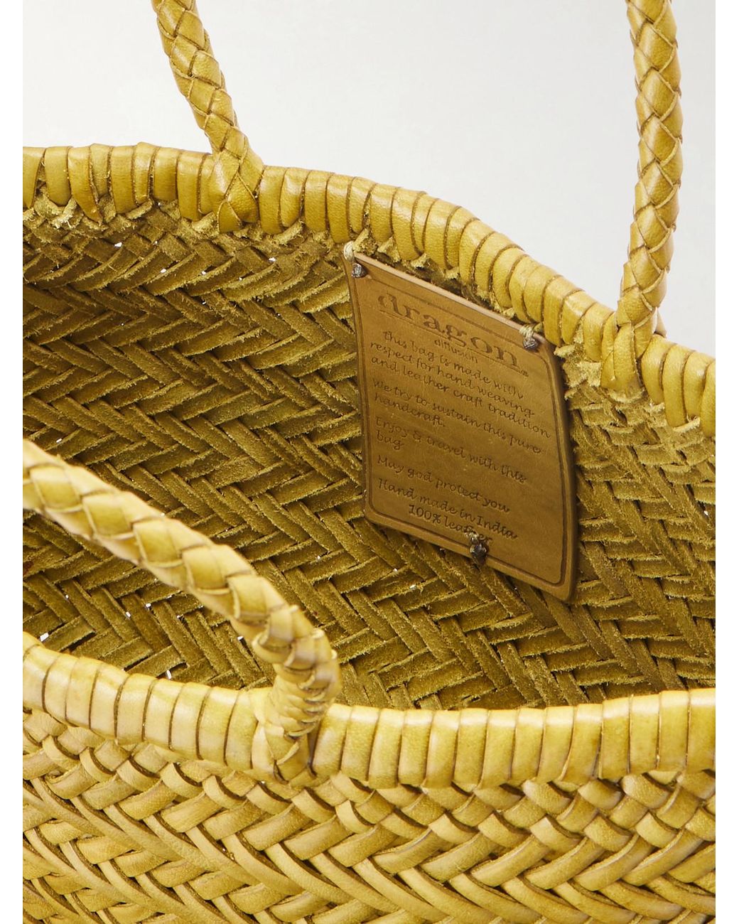 Dragon Diffusion Metallic Gora Mini Woven Leather Tote