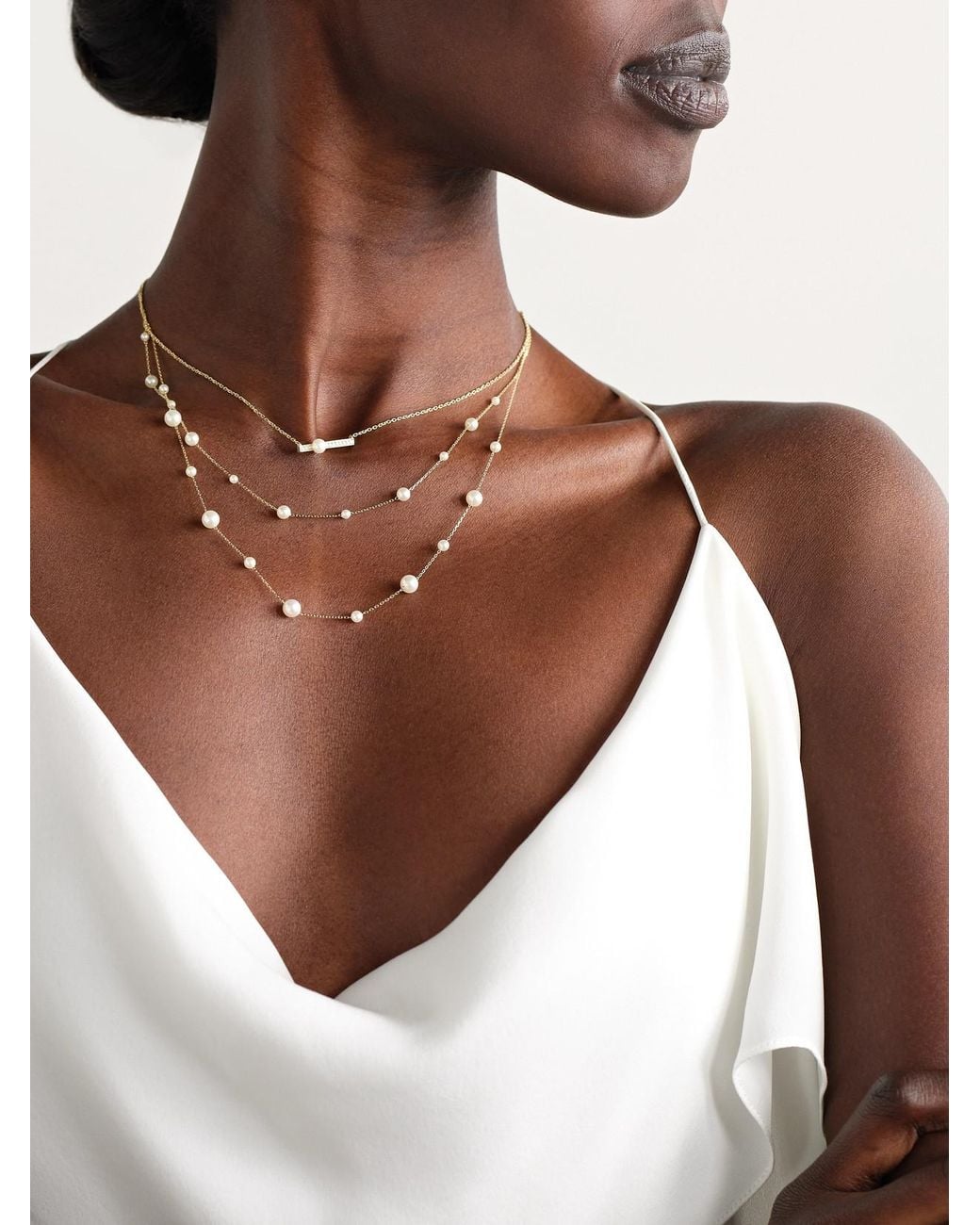 Mizuki Natural 14-Karat Pearl Necklace