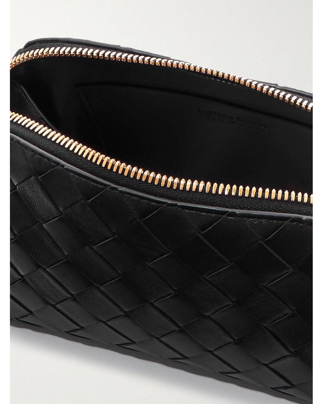 Bottega Veneta Black Concert Pouch Intrecciato Leather Shoulder Bag