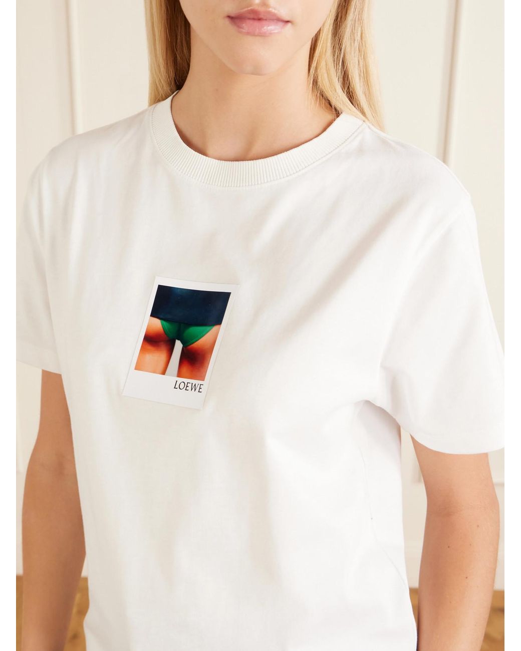 Loewe White Appliquéd Cotton-Jersey T-Shirt
