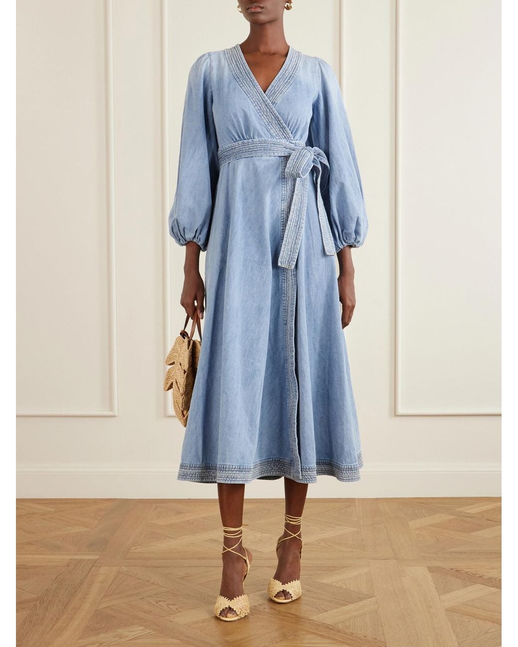 Zimmermann Blue Indra Denim Midi Dress
