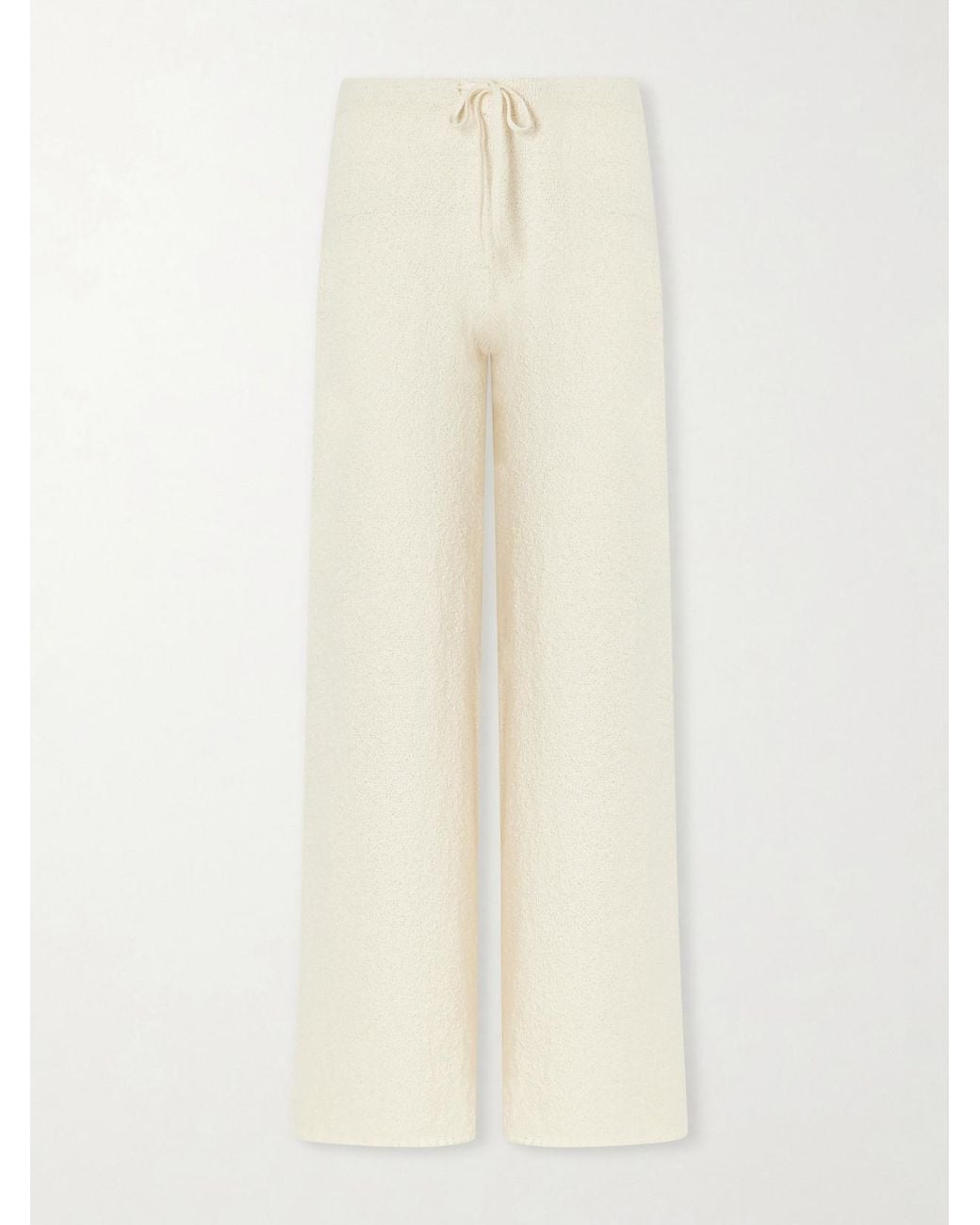 Suzie Kondi White Calla Cotton-Bouclé Flared Pants