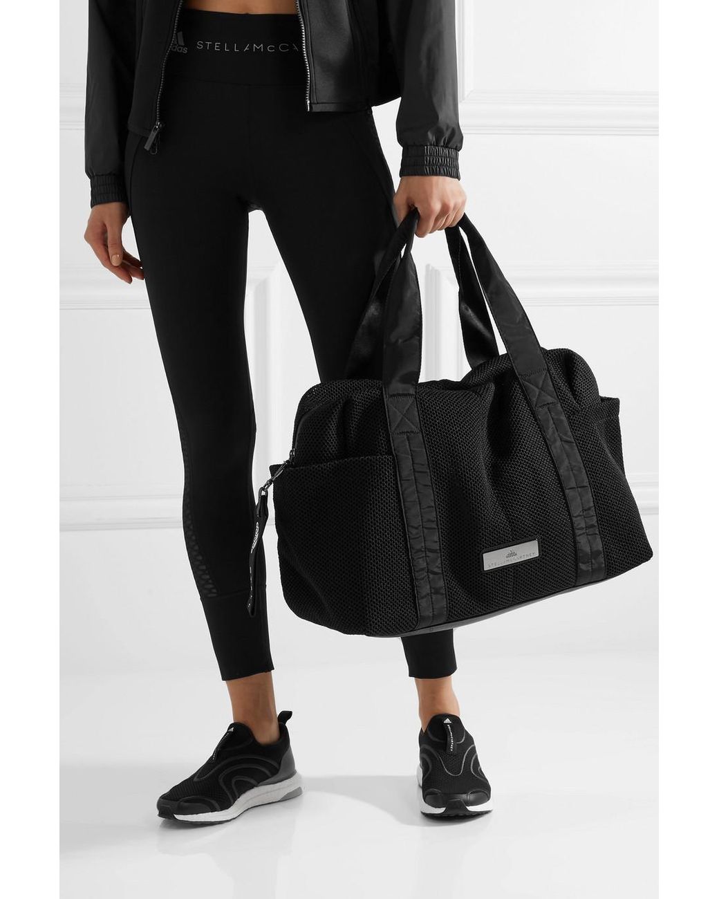 adidas By Stella McCartney Shipshape Mesh Gym Bag in Black | Lyst Canada