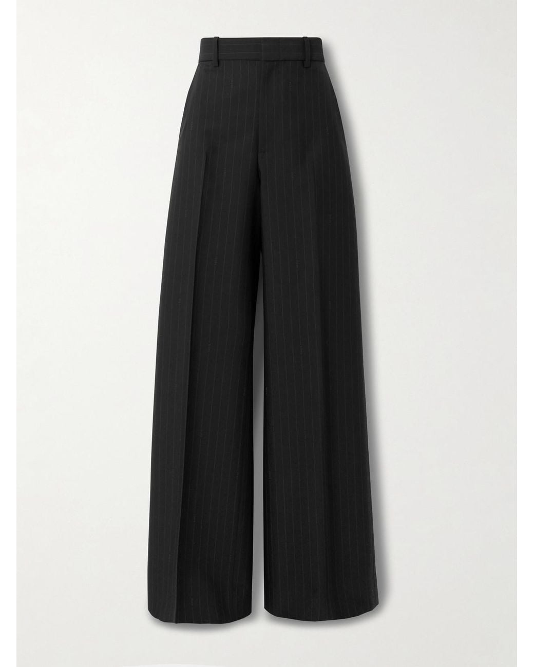 Gucci Black Pinstriped Wool-Twill Wide-Leg Pants
