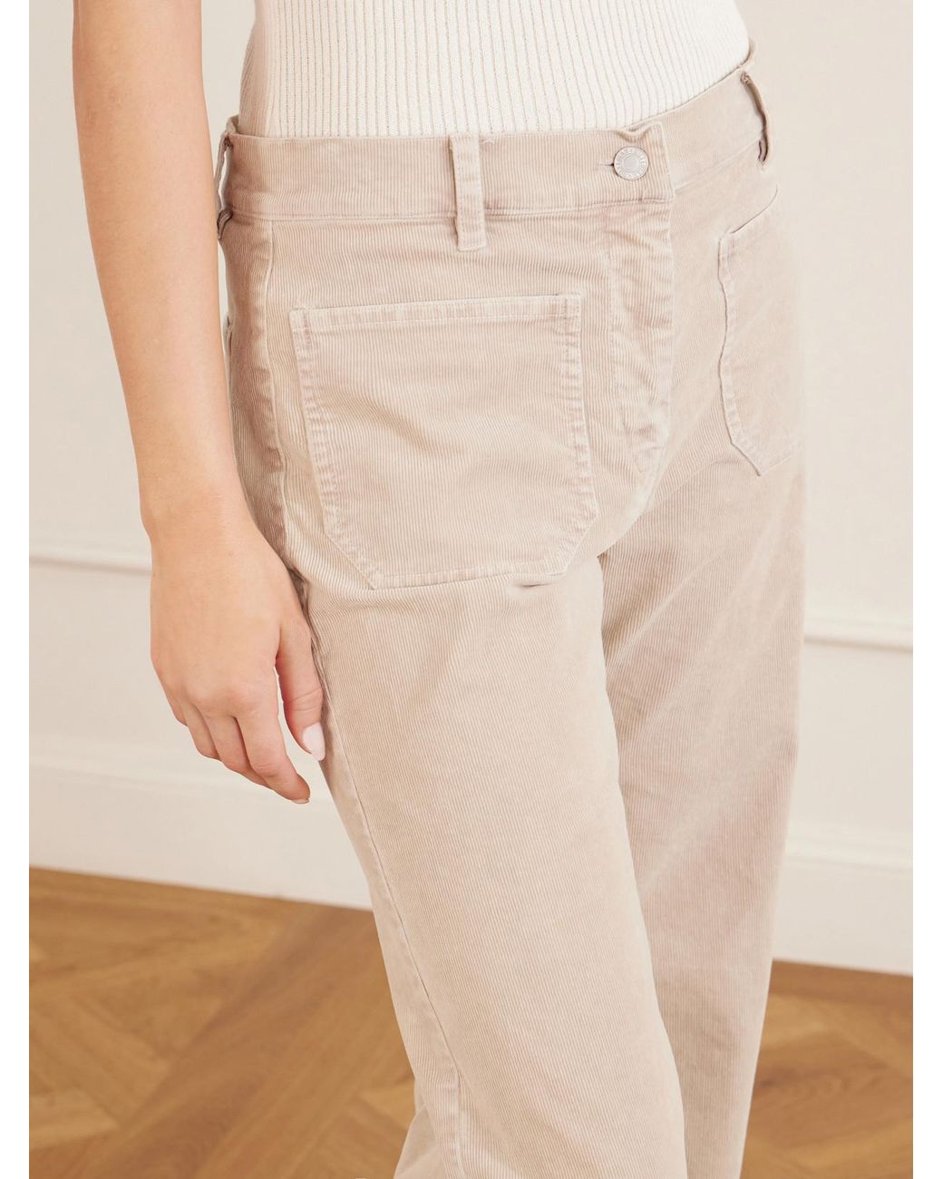 Nili Lotan Natural Florence Cotton-Blend Corduroy Flared Pants