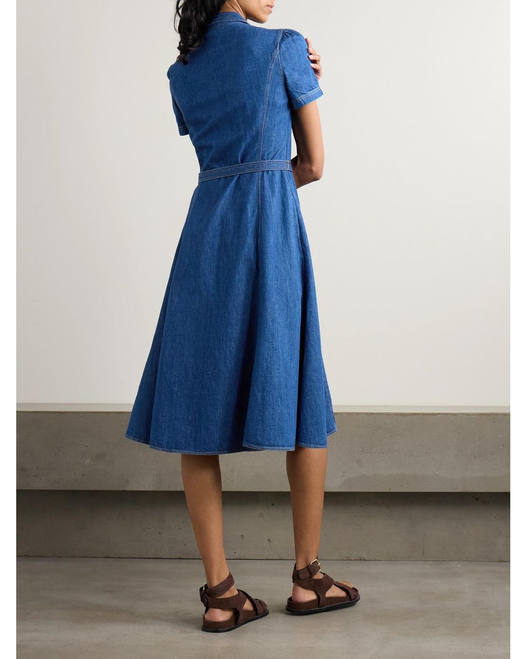 ☆関税込【POLO RALPH LAUREN】Hampton belted denim midi dress Polo Ralph Lauren Hampton Belted Denim Midi Dress in Blue | Lyst