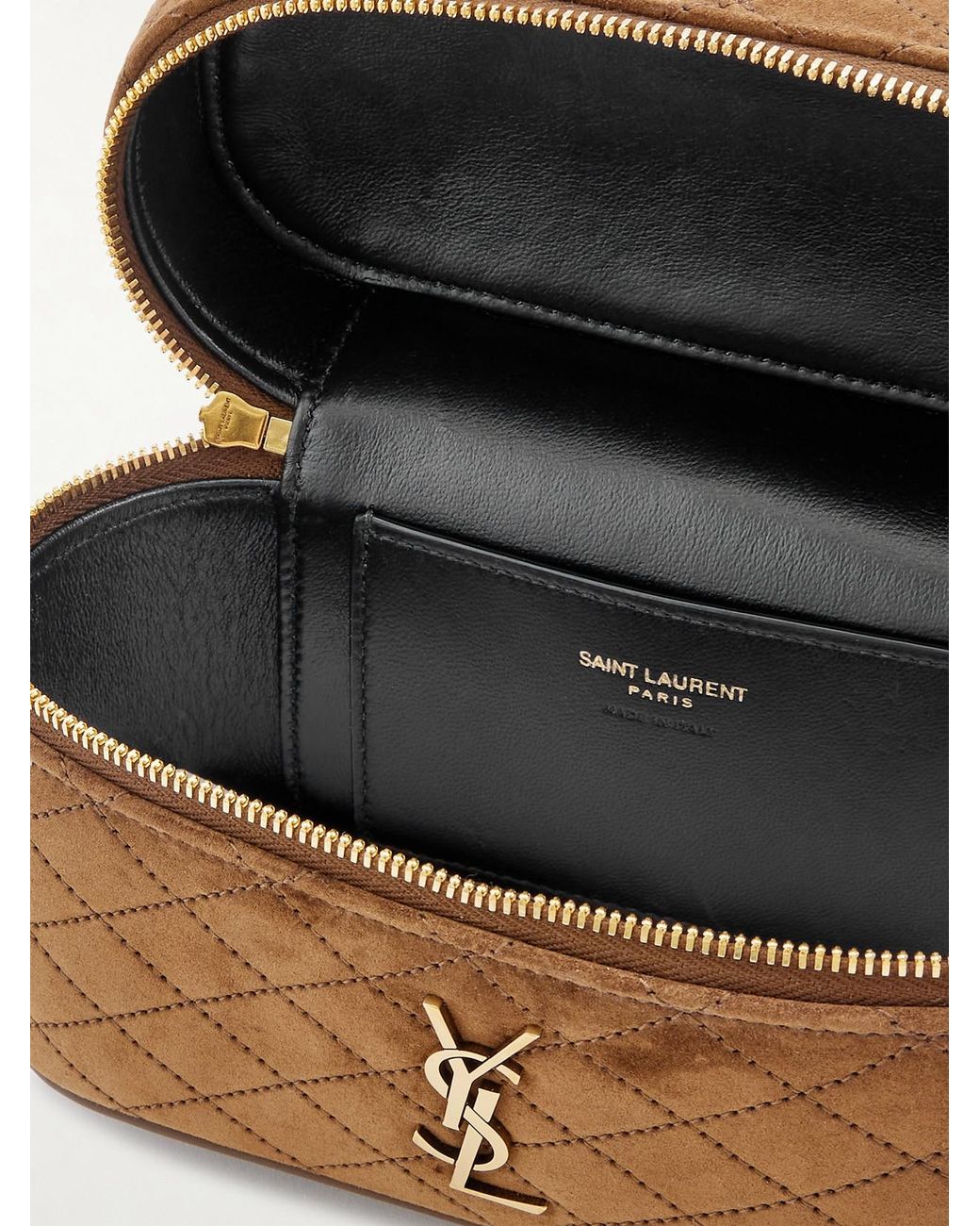 Saint Laurent Brown Gaby Vanity Mini Quilted Suede Shoulder Bag
