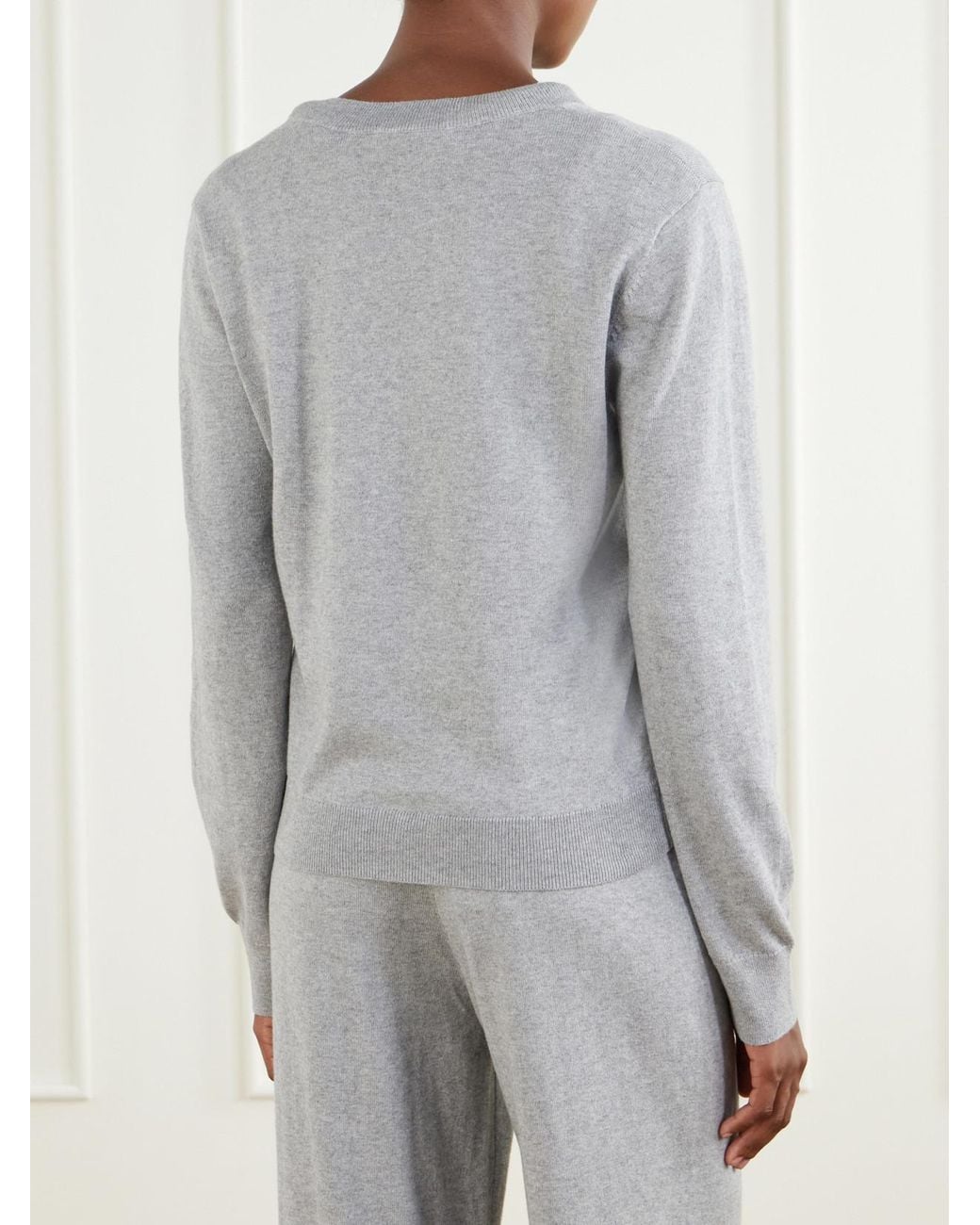 ÉTERNE Gray Cotton And Cashmere-Blend Sweater