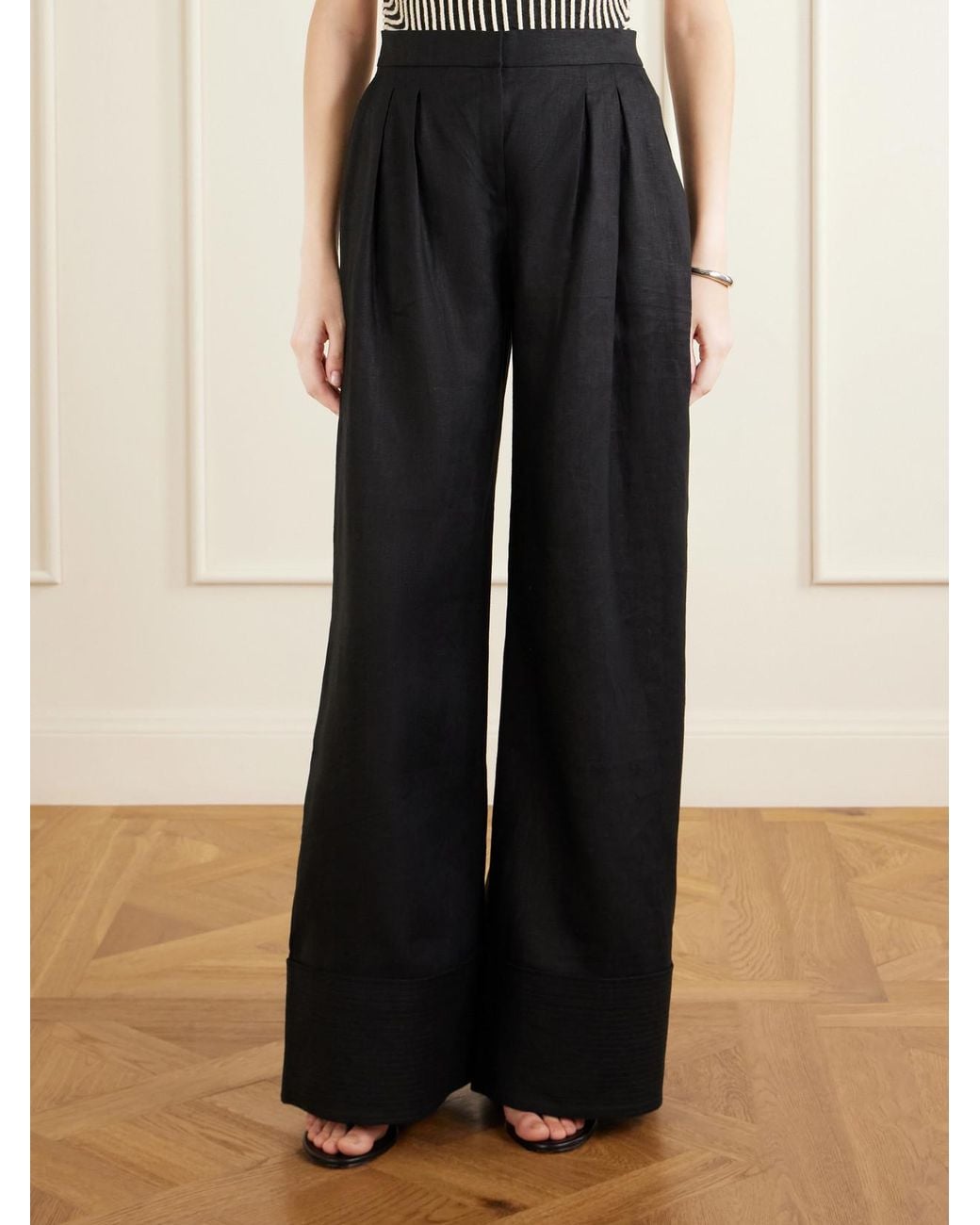 ANDRES OTALORA Blue La Promesa Linen Wide-Leg Pants