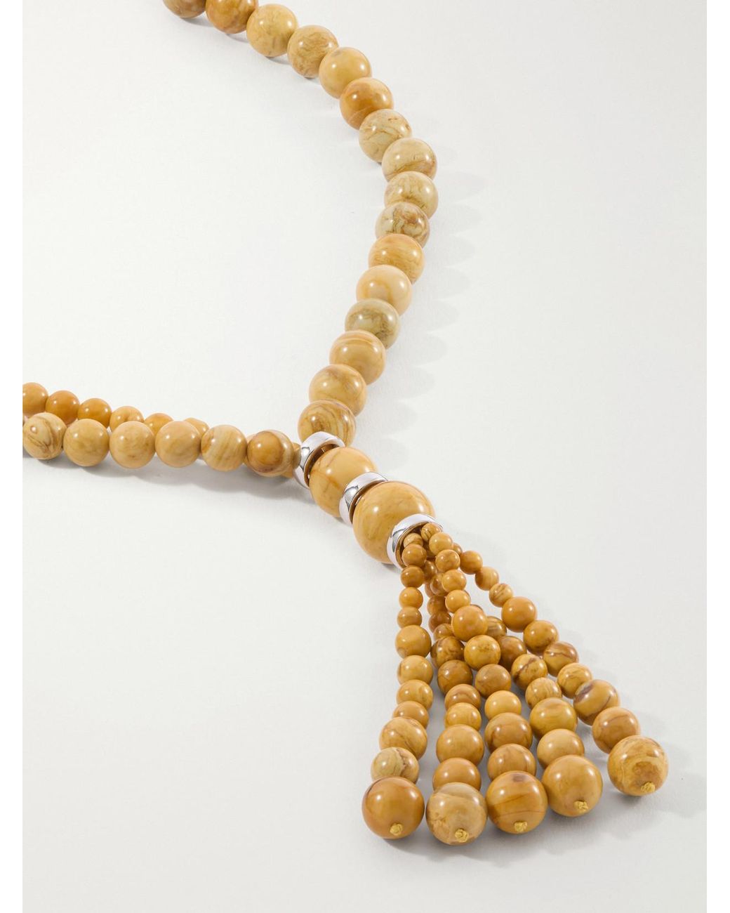Le Sundial White Venice Opera Tasseled Sterling Jasper Necklace