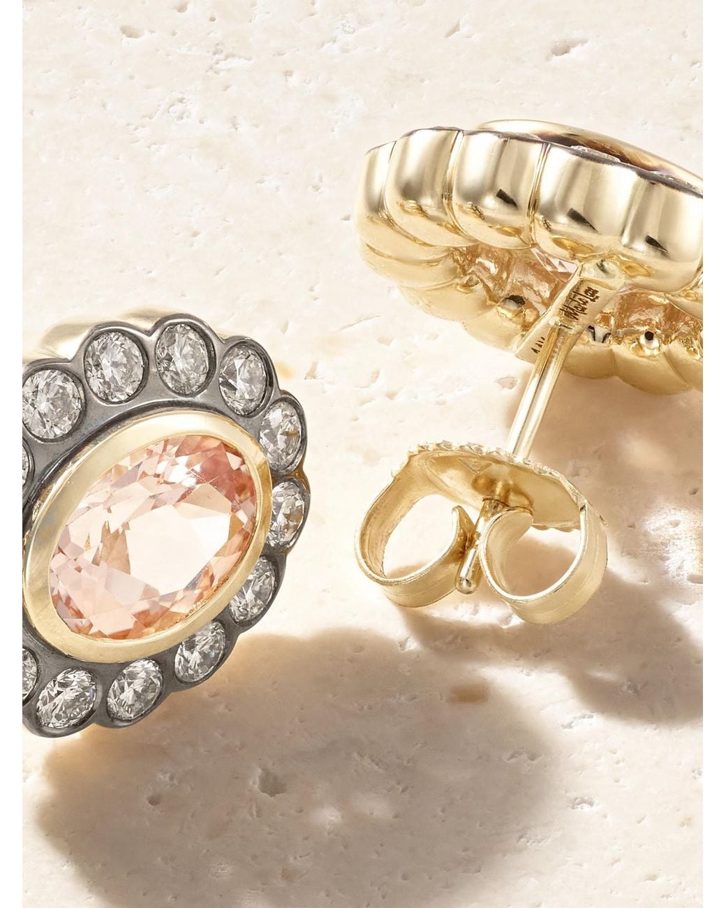 Marlo Laz Natural Lexie 14-Karat, Morganite And Diamond Earrings