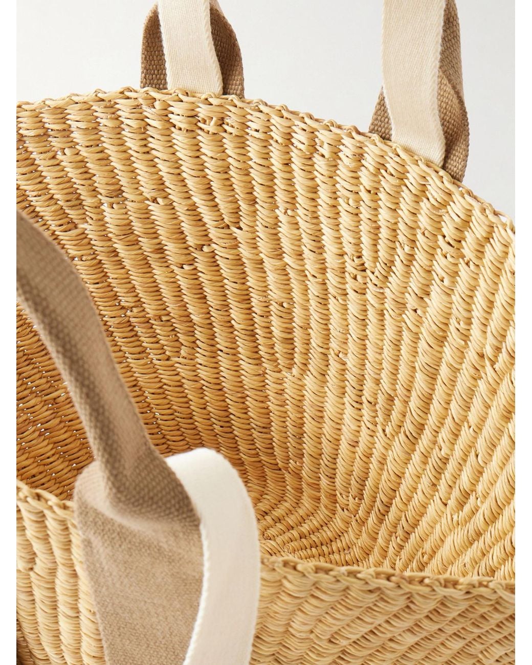 Muuñ Natural Sophie Mini Webbing-Trimmed Woven Straw Tote