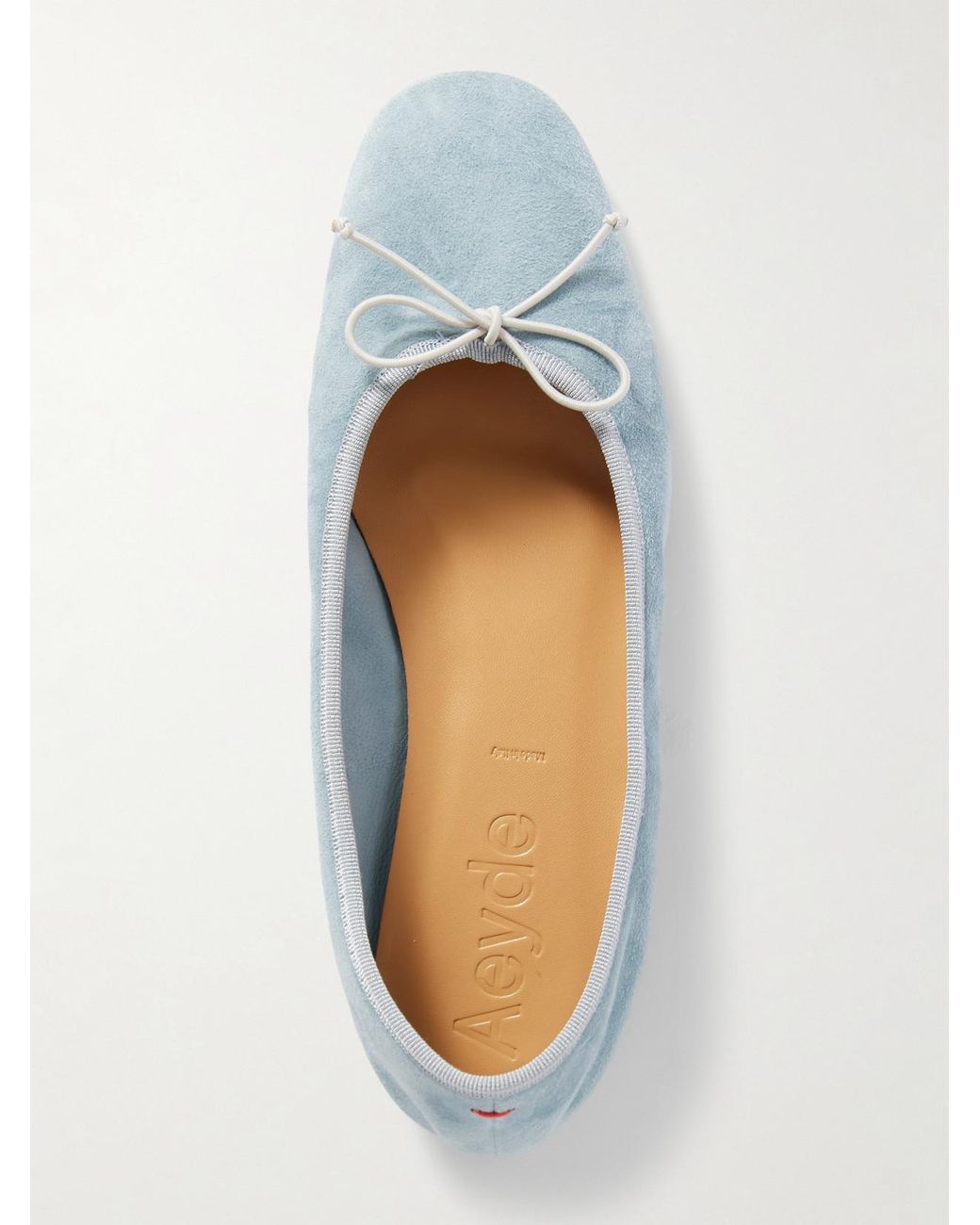Aeyde Blue Tiby Bow-Detailed Suede Ballet Flats