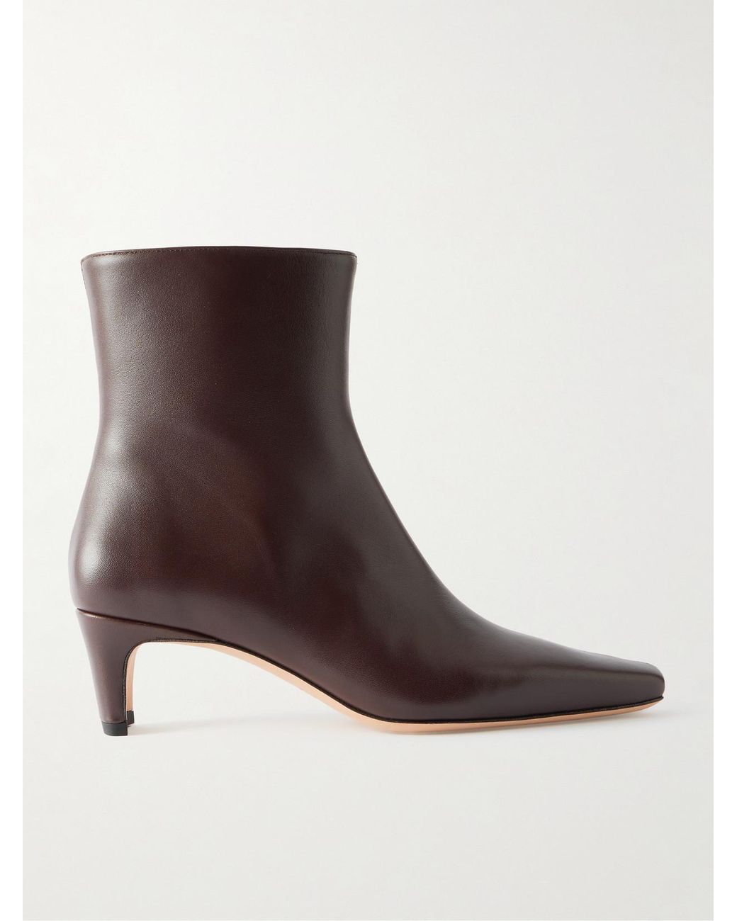 Staud Brown Wally Leather Ankle Boots