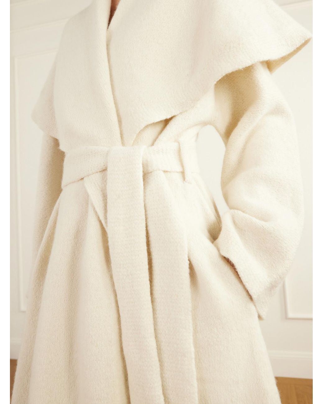 Lauren Manoogian White Venn Belted Alpaca And Wool-Blend Knitted Wrap Coat