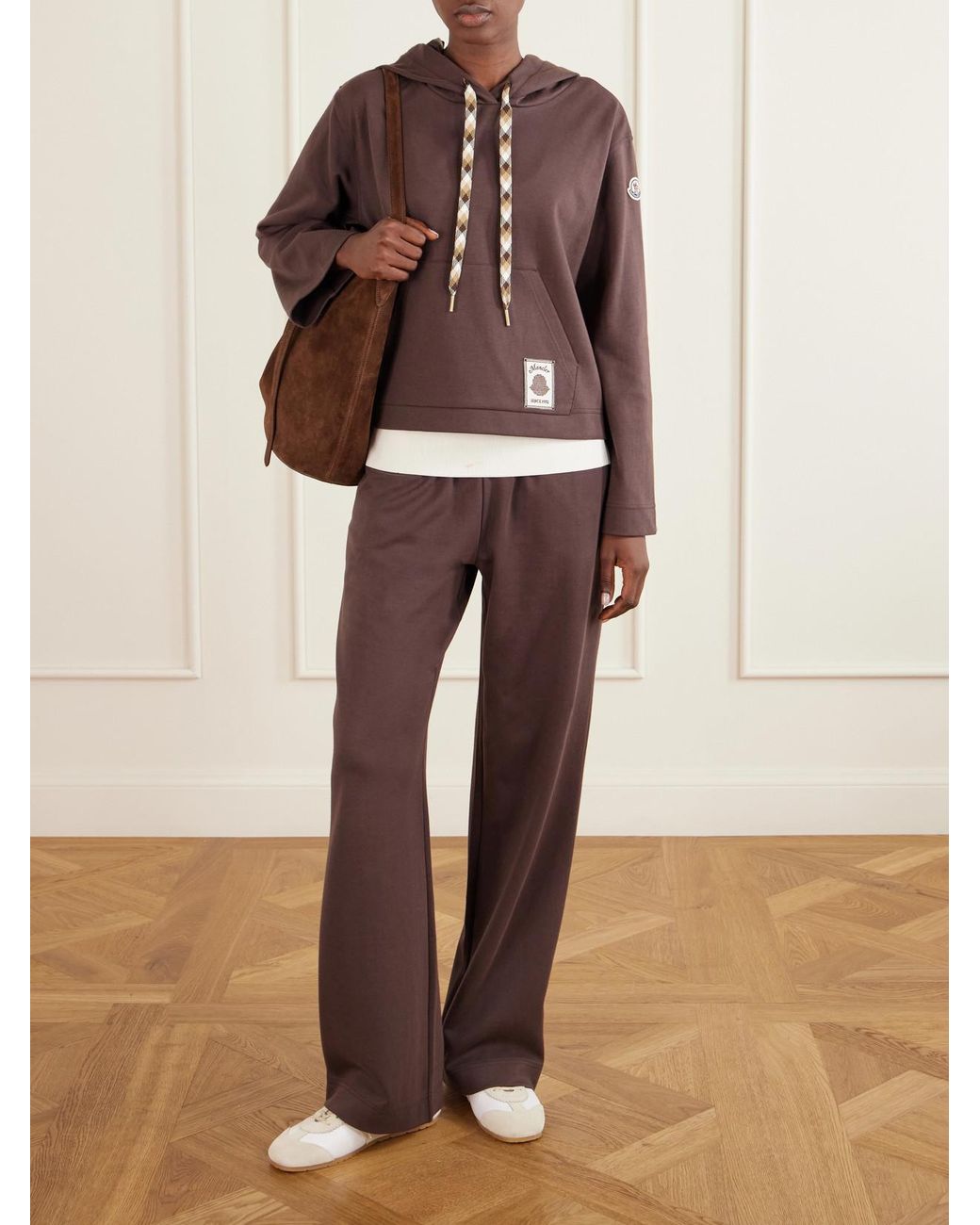Moncler Brown Logo-Appliquéd Cotton-Blend Track Pants