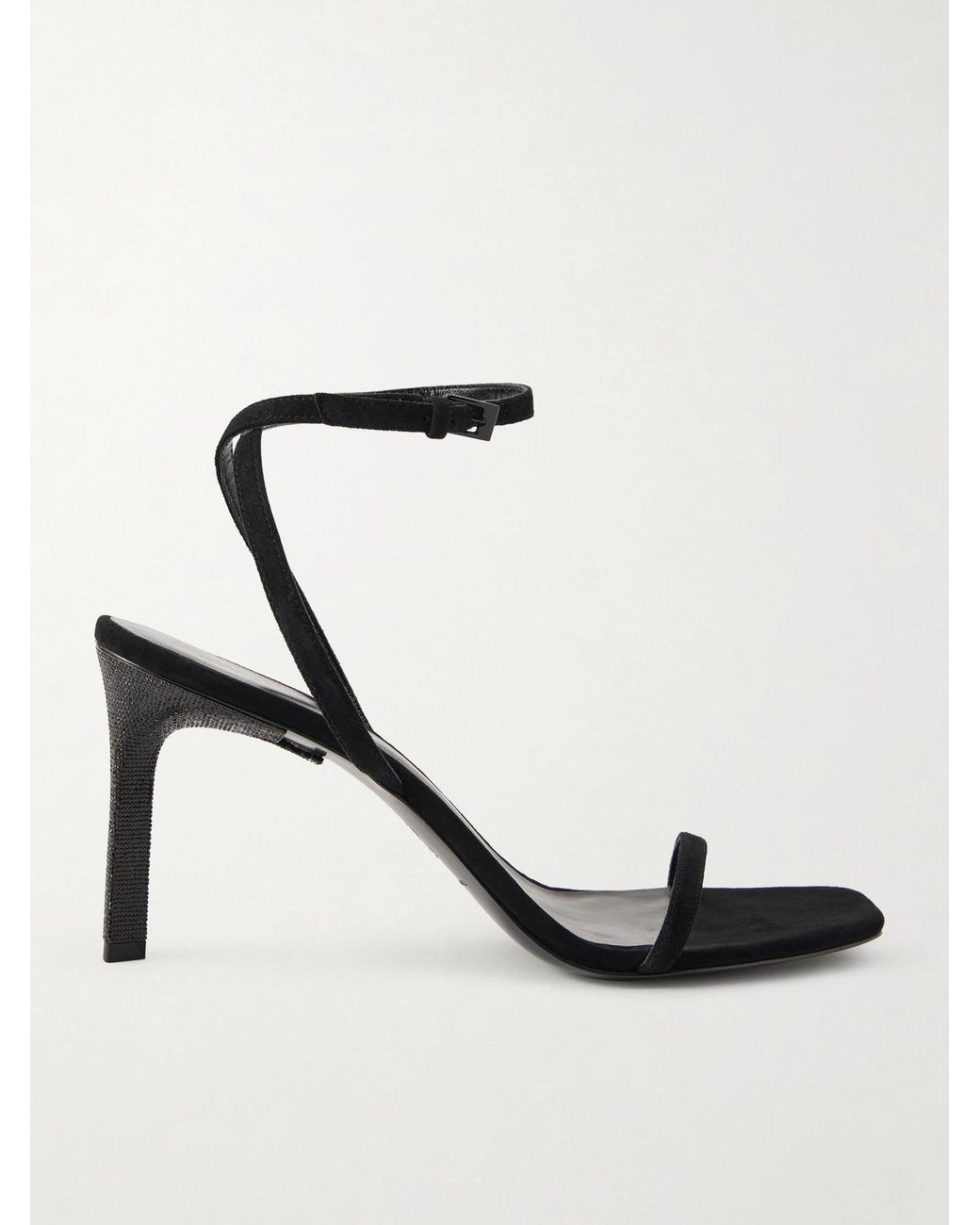 Tory Burch White Crystal-Embellished Suede Sandals