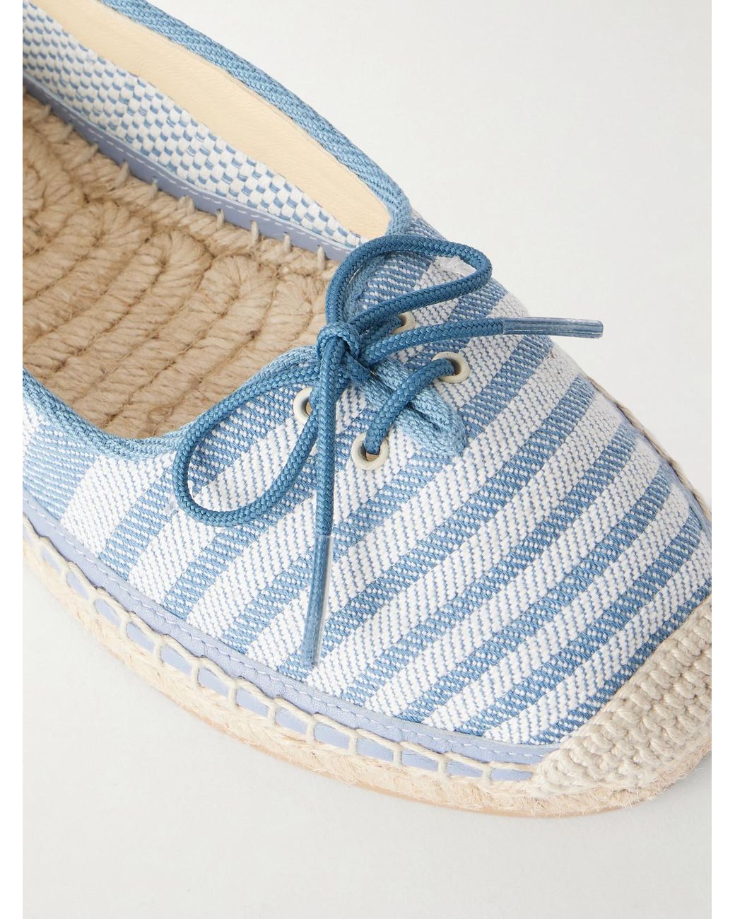 Chloé Blue Leather-Trimmed Striped Canvas Espadrilles