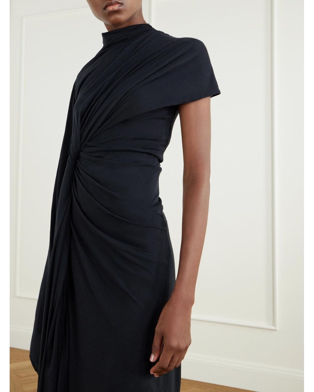 Balenciaga Blue Draped Cotton-Jersey Maxi Dress