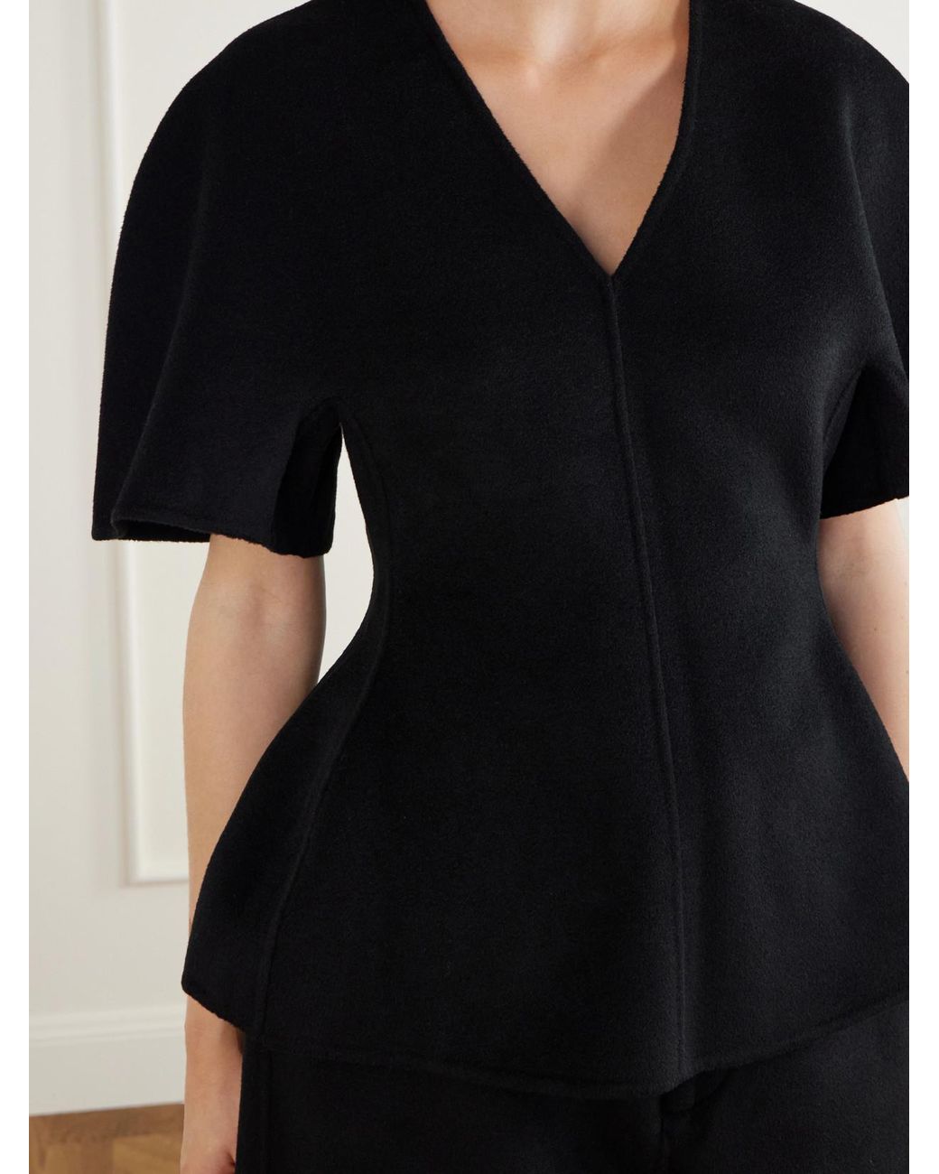 Lisa Yang Black Wool And Cashmere-Blend Blouse