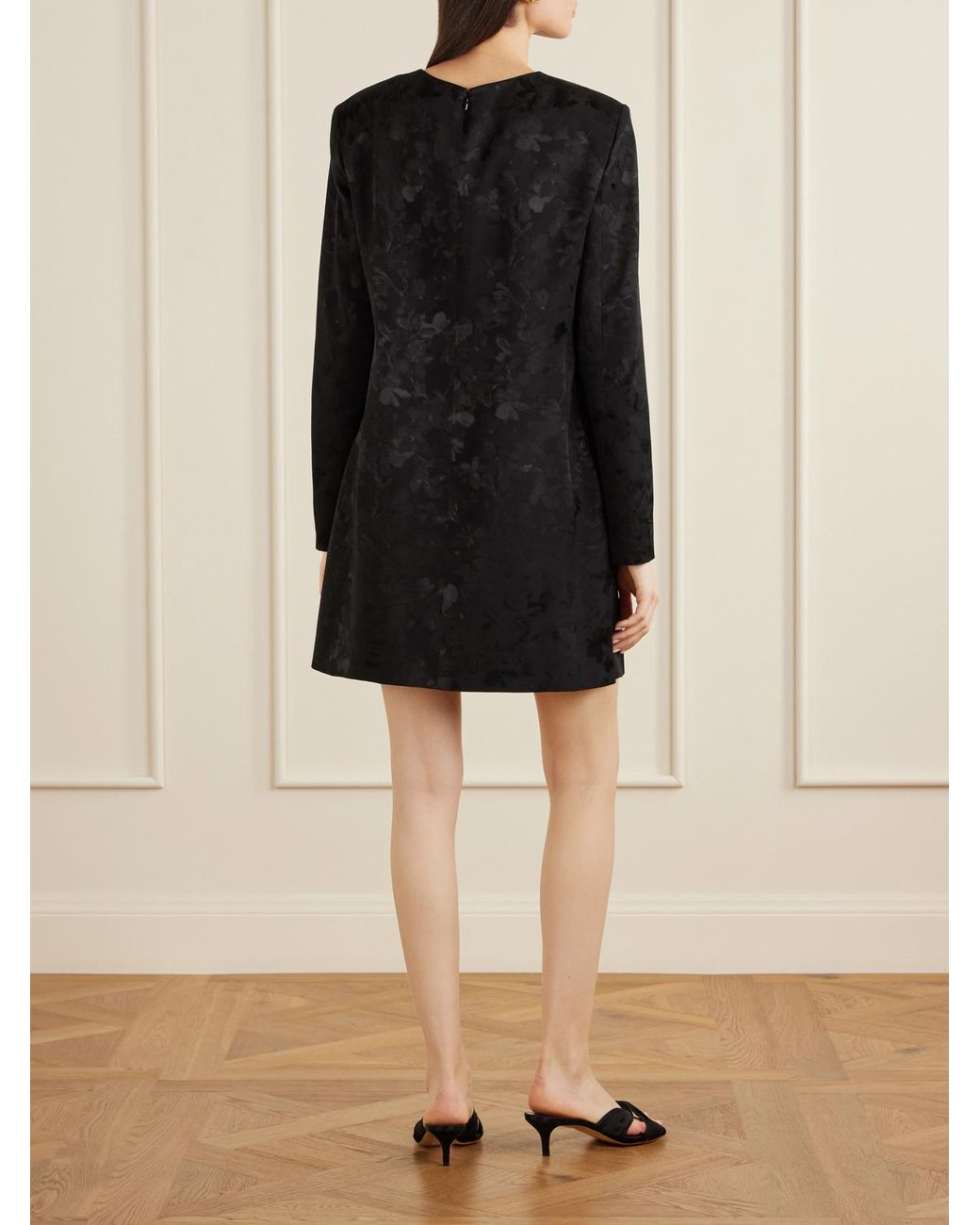 Veronica de Piante Black Carlota Floral-Jacquard Dress