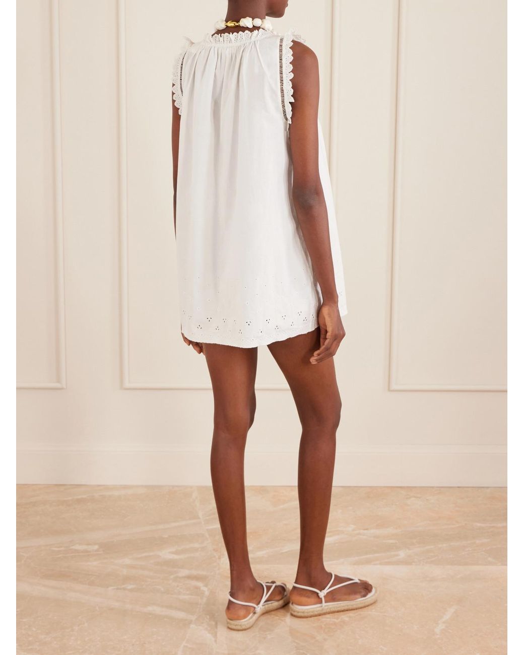 Doen White Nessie Broderie Anglaise Organic Cotton Mini Dress