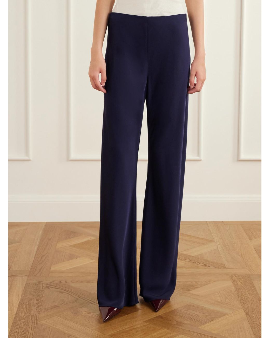 Veronica Beard Blue Braddok Cady Straight-Leg Pants